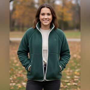 Sierra Designs Women's Fleece Sherpa Zip Up Green Jacket NWT